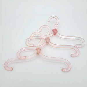 Lot of 3 Vintage Lucite Acrylic Unique‎ Knot Pink 12" Child's Hanger 1960's
